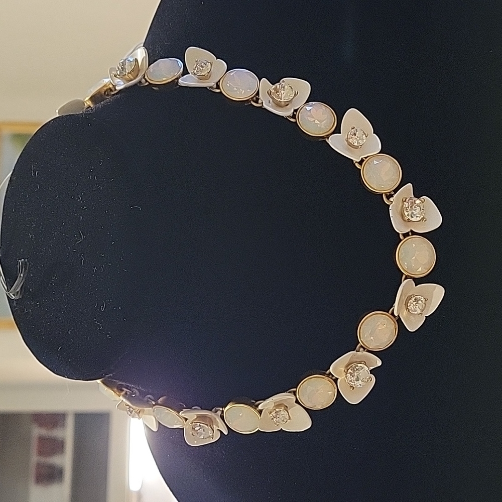J. Crew Crystal Flowers White Brulee Collar Necklace